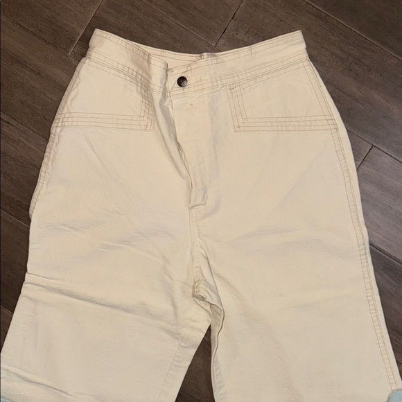 Yes! Vintage 1970’s Ivory Denim High Rise Wide Leg Flares SZ 29 - Picture 2 of 8